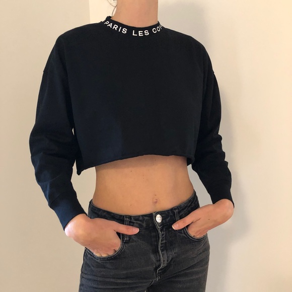 LES COYOTES DE PARIS Liz Cropped Sweatshirt Black, Girls 12, Women’s Small - Picture 7 of 8